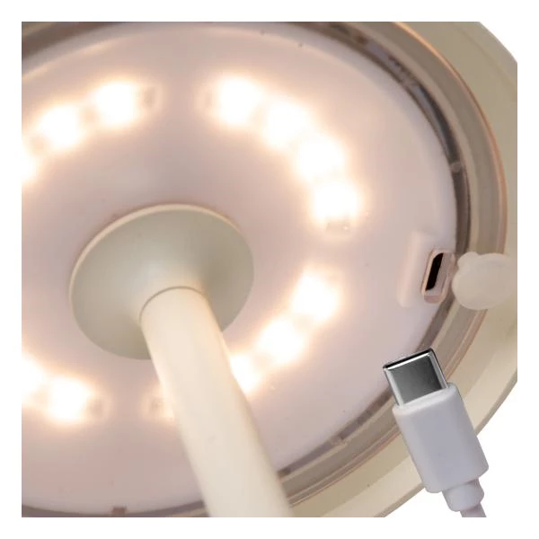 Lucide JOY - Oplaadbare Tafellamp Buiten - Accu/Batterij - Ø 12 cm - LED Dimb. - 1x1,5W 3000K - IP54 - Wit - detail 4